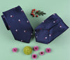 B2B Shirts - Blue Daisy & Roses Floral Designer Skinny Woven Tie 3" - Business to Business
