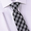 B2B Shirts - Black Jacquard Checkered Grey Designer Striped Skinny Tie 3" - Business to Business