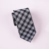 B2B Shirts - Black Jacquard Checkered Grey Designer Striped Skinny Tie 3" - Business to Business