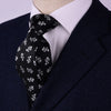 B2B Shirts - White Floral Sunflower Field Black Sexy Fashion Woven Tie 3" - Business to Business