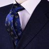Designer Floral Layered Paisley Stroke Blue Luxury Woven Tie 3"
