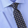 Yellow Sparkling Daisy Floral Star Crest Navy Blue Woven Tie 3"