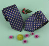 Yellow Sparkling Daisy Floral Star Crest Navy Blue Woven Tie 3"