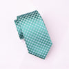 B2B Shirts - Teal Green Basketweave Light Blue Plaids & Checks Geometric Tie 3" - Business to Business