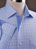 B2B Shirts - Blue Grid Fade Checkered Herringbone Formal Business Dress Mini Gingham Check Fashion - Business to Business