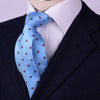 B2B Shirts - Red Sunflower Floral Light Blue Fade Polka Dots Skinny Tie 3" - Business to Business