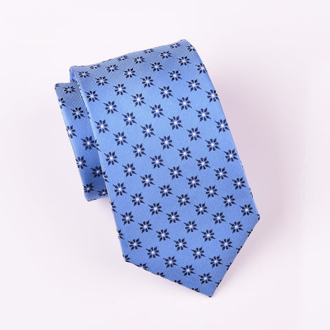 B2B Shirts - Light Blue Sparkling Radiant Floral Luxury Designer Patterned Tie 3" - Business to Business