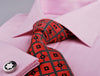 B2B Shirts - Pink Herringbone Twill Formal Business Dress Shirt in French Double Cuffs - Business to Business