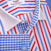 B2B Shirts - Patriot Red White Blue Formal Business Dress Shirt Gingham Check Fashion - Business to Business