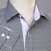 B2B Shirts - Mini Black Gingham Check Formal Business Dress Shirt Lilac Royal Oxford Fashion - Business to Business