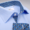 B2B Shirts - Blue Luxury Herringbone Formal Business Dress Shirt with Paisleys - Business to Business