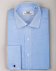 B2B Shirts - Light Blue Gingham Check Formal Business Dress Shirt Luxury Designer Fashion - Business to Business