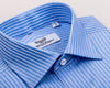 B2B Shirts - Blue Herringbone Twill Striped Formal Business Dress Shirt Designer Luxury Fashion - Business to Business