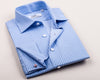 B2B Shirts - Blue Herringbone Twill Striped Formal Business Dress Shirt Designer Luxury Fashion - Business to Business
