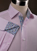 B2B Shirts - Pink Candy Twill Stripes Formal Business Dress Shirt with Floral Inner-Lining - Business to Business
