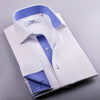 B2B Shirts - White Solid Poplin Formal Business Dress Shirt Blue Luxury Fashion - Business to Business