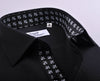 B2B Shirts - Black Poplin Formal Business Dress Shirt Fleur-De-Lis Floral Crest Fashion - Business to Business