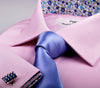 B2B Shirts - Pink Royal Oxford Formal Business Dress Shirt with Floral Inner-Lining - Business to Business