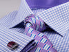 B2B Shirts - Tri Purple Striped Checkered Formal Business Dress Shirt Designer Snakeskin Inner Lining - Business to Business