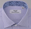 B2B Shirts - Lavender Soft Purple Gingham Checkered Formal Business Dress Shirt with Hawaiian Hibiscus - Business to Business®