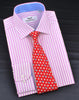 Bright Pink Striped Dress Shirt Formal Business Luxury Blue Diamond Star Apparel