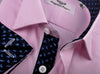 B2B Shirts - Pink Hollow Stripe Formal Business Dress Shirt with Blue Flame Inner-Lining - Business to Business