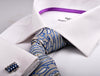 B2B Shirts - Thin .15 White Twill Stripe Formal Business Dress Shirt with Purple Trim - Business to Business