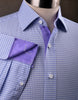 B2B Shirts - Tri Purple Striped Checkered Formal Business Dress Shirt Designer Snakeskin Inner Lining - Business to Business