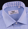 Light Blue Herringbone Formal Business Dress Shirt Stylish Luxury Fashion Apparel in Button Cuffs with Chest Pocket