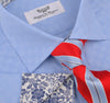 B2B Shirts - Blue Retro Pinwheel Checkered Mini Gingham Checkered Formal Business Dress Shirt with Luxury Floral - Business to Business