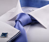 B2B Shirts - White Solid Poplin Formal Business Dress Shirt Blue Luxury Fashion - Business to Business