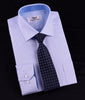 B2B Shirts - Blue Herringbone Fade Checkered Formal Business Dress Shirt with Diamond Stars - Business to Business