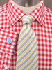 B2B Shirts - Large Red Gingham Check Formal Business Dress Shirt Blue Contrast Fashion - Business to Business