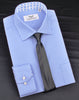 Classic Blue Designer Gingham Checkers Formal Business Dress Shirt in Luxury Floral Fashion