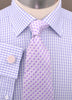 B2B Shirts - Lavender Soft Purple Gingham Checkered Formal Business Dress Shirt with Hawaiian Hibiscus - Business to Business