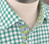 B2B Shirts - Large Green Gingham Check Formal Business Dress Shirt Blue Puzzle Designer Fashion - Business to Business