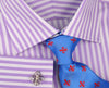 Lilac White Herringbone Formal Business Dress Shirt in Luxury Herringbone Stripe and French Double Cuffs