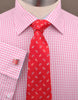 B2B Shirts - Pink Gingham Check Formal Business Dress Shirt Blue Starburst Fashion - Business to Business