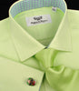 Lime Green Herringbone Twill Formal Business Dress Shirt Designer Luxury Fashion
