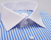 B2B Shirts - Blue Stripe Contrast Cuff Formal Business Dress Shirt White Collar Fashion - Business to Business