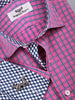 B2B Shirts - Pink Magenta Checkered Striped Formal Business Dress Shirt Money Luxury Millionaire - Business to Business