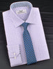 Purple Shepherd Twill Plaids & Checks Formal Business Dress Shirt B2B Blue Sale in Single Button Cuffs