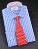 Blue Check Dress Shirt Button Cuff Regular Fit or Casual Short Sleeve Slim Fit