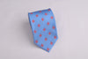 B2B Shirts - Blue Patterned 8cm Woven Tie with Red Fleur-De-Lis Floral Luxury Fashion - Business to Business