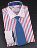 Red White Blue Formal Business Dress Shirt with Contrast White Standard Button Cuff