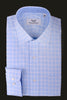 B2B Shirts - Blue Grid Fade Checkered Herringbone Formal Business Dress Mini Gingham Check Fashion - Business to Business