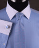 Luxury Designer Herringbone Formal Business Dress Shirt in French Double Contrast Cuffs with Casual Designer Flowers