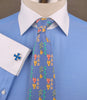 B2B Shirts - Contrast Cuff Luxury Designer Light Blue Twill Formal Business Dress Shirt - Business to Business