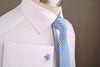 B2B Shirts - White Faded Grid Checkers Formal Business Dress Shirt with Mini Blue Gingham Check - Business to Business