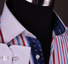 Red White Blue Formal Business Dress Shirt with Contrast White Standard Button Cuff